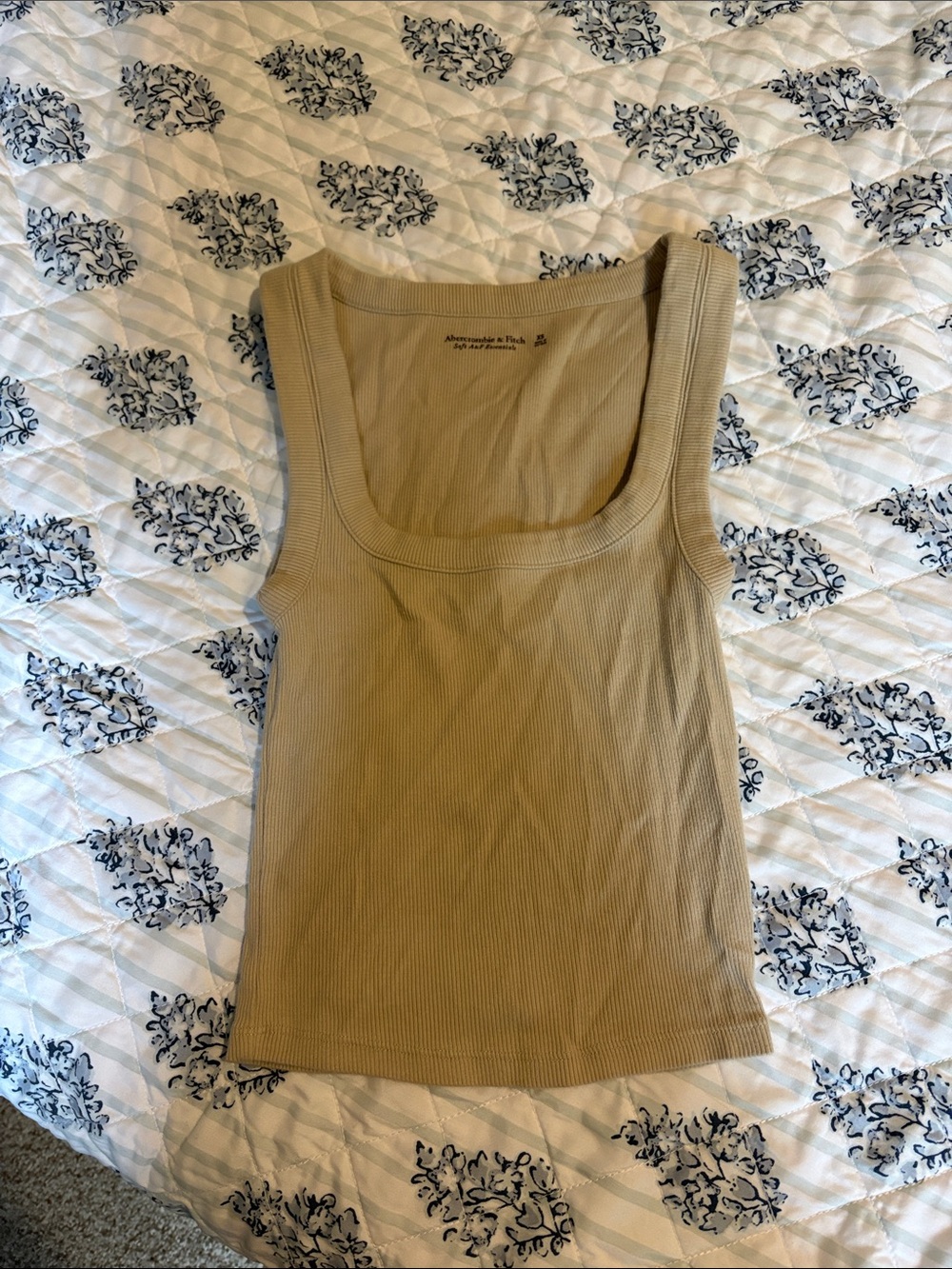 Abercrombie & Fitch Women's Ribbed Tank Top in Beige Tan